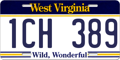 WV license plate 1CH389