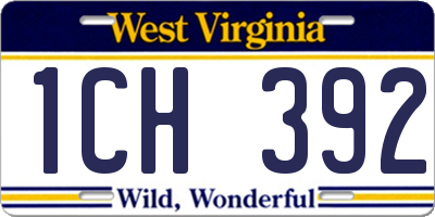 WV license plate 1CH392