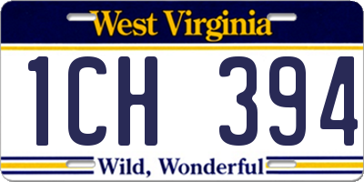WV license plate 1CH394