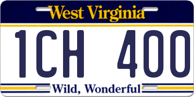 WV license plate 1CH400