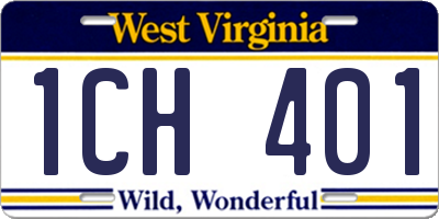 WV license plate 1CH401