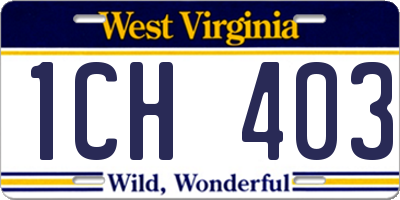 WV license plate 1CH403