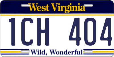 WV license plate 1CH404