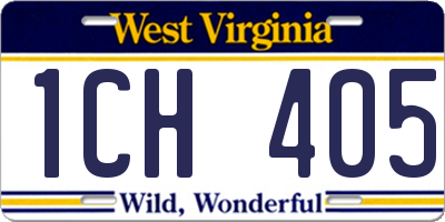 WV license plate 1CH405