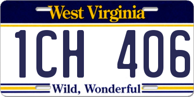 WV license plate 1CH406