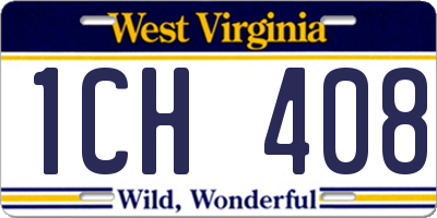 WV license plate 1CH408