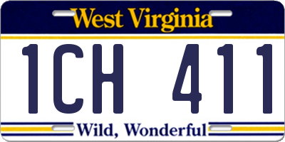 WV license plate 1CH411