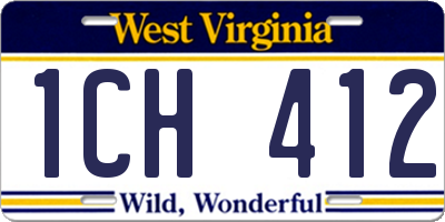 WV license plate 1CH412