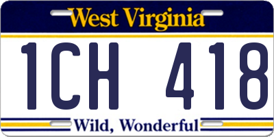 WV license plate 1CH418