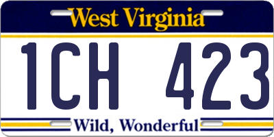 WV license plate 1CH423