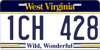 WV license plate 1CH428