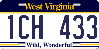 WV license plate 1CH433
