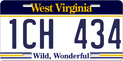 WV license plate 1CH434