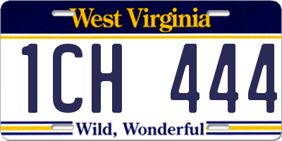 WV license plate 1CH444