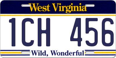 WV license plate 1CH456