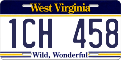 WV license plate 1CH458