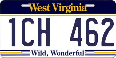 WV license plate 1CH462