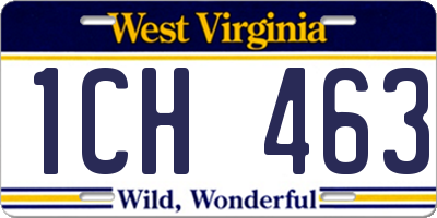 WV license plate 1CH463