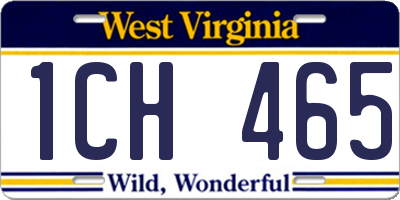 WV license plate 1CH465