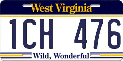 WV license plate 1CH476