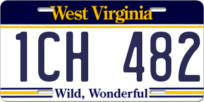 WV license plate 1CH482