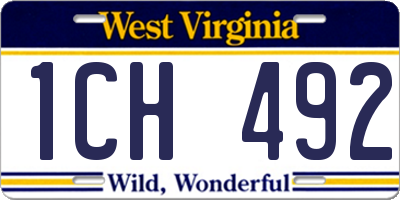 WV license plate 1CH492