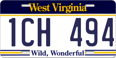WV license plate 1CH494