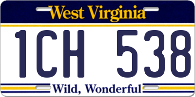 WV license plate 1CH538