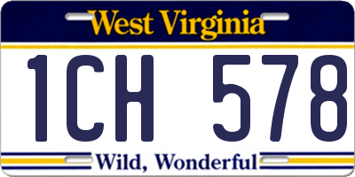 WV license plate 1CH578
