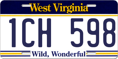 WV license plate 1CH598