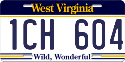 WV license plate 1CH604