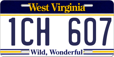 WV license plate 1CH607