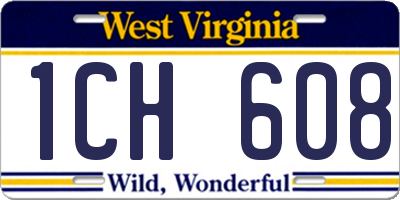 WV license plate 1CH608