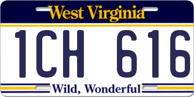WV license plate 1CH616