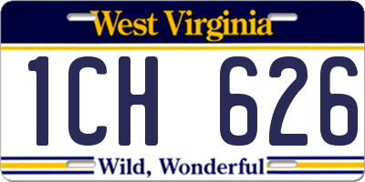 WV license plate 1CH626