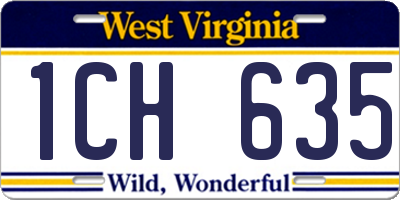 WV license plate 1CH635