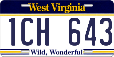 WV license plate 1CH643