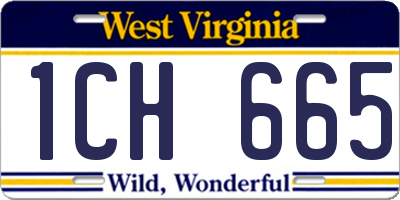 WV license plate 1CH665