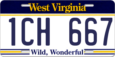 WV license plate 1CH667