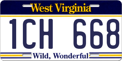 WV license plate 1CH668