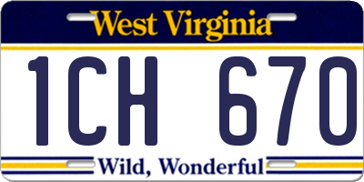 WV license plate 1CH670