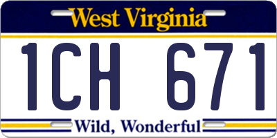 WV license plate 1CH671