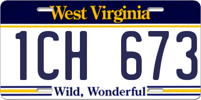 WV license plate 1CH673