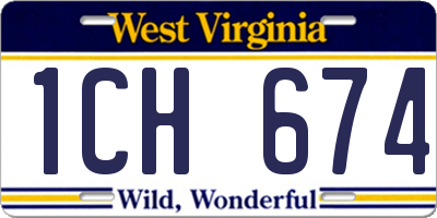 WV license plate 1CH674