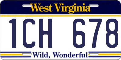 WV license plate 1CH678