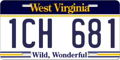WV license plate 1CH681