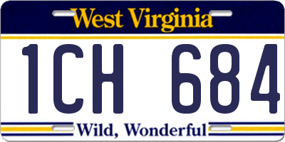 WV license plate 1CH684