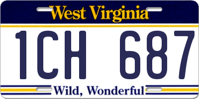 WV license plate 1CH687