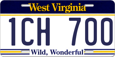 WV license plate 1CH700
