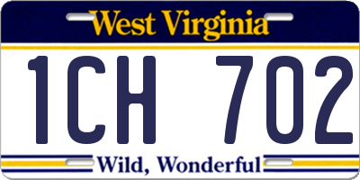 WV license plate 1CH702